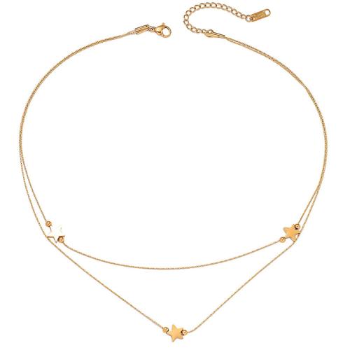 Stainless Steel Jewelry Necklace, 304 Stainless Steel, gold color plated, Double Layer & fashion jewelry & for woman [