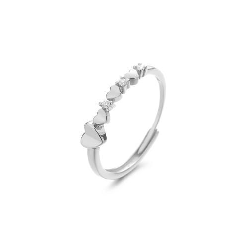 Befestigter Zirkonia Messingring Fingerring, Messing, Herz, plattiert, Micro pave Zirkonia & für Frau, keine, verkauft von PC