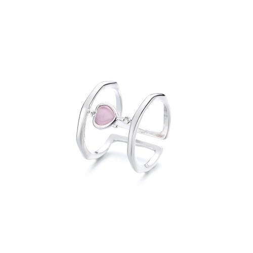 Bague en laiton, avec Oeil de chat, Placage, pour femme, couleur platine, Vendu par PC