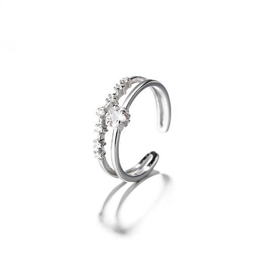 Befestigter Zirkonia Messingring Fingerring, Messing, plattiert, Micro pave Zirkonia & für Frau, keine, verkauft von PC