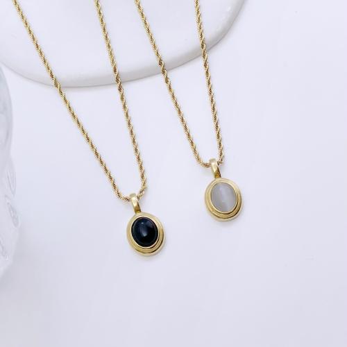 Stainless Steel Jewelry Necklace, 304 Stainless Steel, with Cats Eye, plated, for woman cm [
