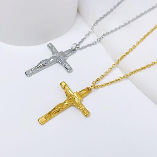 Stainless Steel Jewelry Necklace, 304 Stainless Steel, Cross, plated, for woman cm [