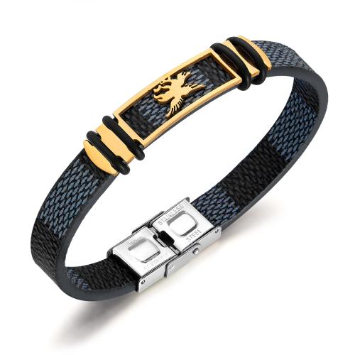 bracelet de cordon en PU , cuir PU, Placage, pour homme, plus de couleurs à choisir, 205mm, Vendu par PC[