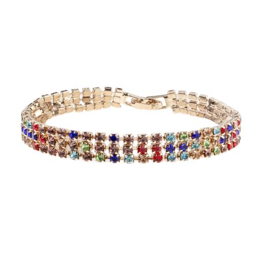 Zinc bracelets en strass en alliage , alliage de zinc, avec strass, Placage, bijoux de mode & pour femme, plus de couleurs à choisir, 8.5mm cm, Vendu par PC