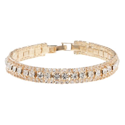 Zinc bracelets en strass en alliage , alliage de zinc, avec strass, Placage, bijoux de mode & pour femme, plus de couleurs à choisir, 8.5mm cm, Vendu par PC[