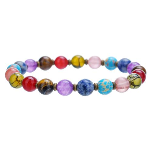 Bracelets en pierres précieuses, pierre gemme, bijoux de mode & unisexe, couleurs mélangées, 8mm Environ 18 cm, Vendu par PC