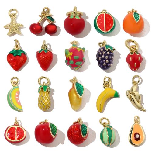 Pendentifs de Émail laiton , fruitcéréale, Placage de couleur d'or, Forme différente pour le choix & DIY & émail, plus de couleurs à choisir Vendu par sac