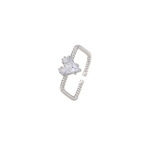 Zircon pavent l'anneau en laiton de doigt, coeur, Placage, pavé de micro zircon & pour femme, plus de couleurs à choisir, Vendu par PC