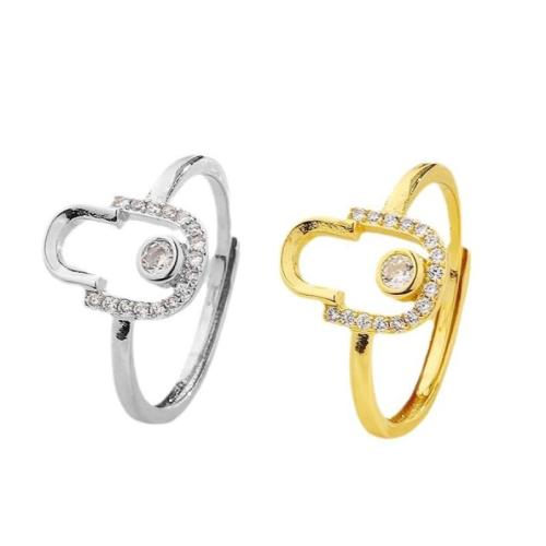 Zircon pavent l'anneau en laiton de doigt, Placage, pavé de micro zircon & pour femme, plus de couleurs à choisir, Vendu par PC