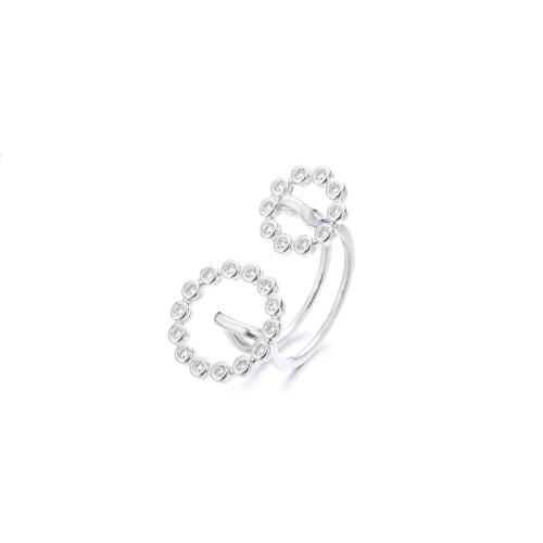 Zircon pavent l'anneau en laiton de doigt, Placage, pavé de micro zircon & pour femme, couleur platine, Vendu par PC