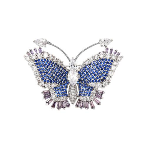 Crystal Brooch, Brass, micro pave cubic zirconia & for woman, silver color 