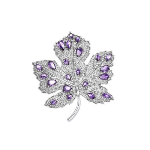 Broche de zircon cubique, laiton, Placage, pavé de micro zircon & pour femme, argent Vendu par PC[