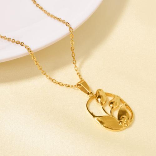 Collier de bijoux en acier inoxydable, Acier inoxydable 304, avec 5CM chaînes de rallonge, Tulip, Placage, pour femme, plus de couleurs à choisir cm, Vendu par PC