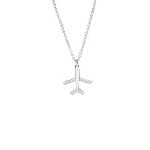 Collier en laiton cubique Zircon Micro Pave, avec 5CM chaînes de rallonge, avion, Placage, pavé de micro zircon & pour femme, couleur platine Environ 40 cm, Vendu par PC