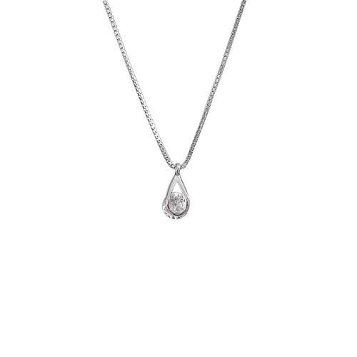 Collier en laiton cubique Zircon Micro Pave, avec 5CM chaînes de rallonge, Placage, pavé de micro zircon & pour femme, couleur platine Environ 40 cm, Vendu par PC