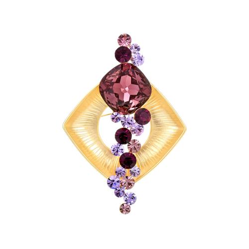 Crystal Brooch, Brass, with Austrian Crystal, plated, micro pave cubic zirconia & for woman 