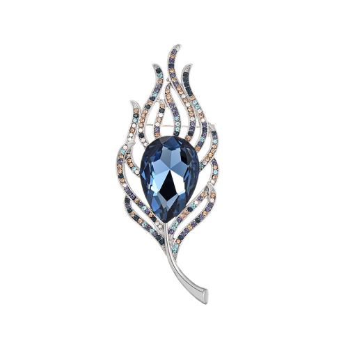 Crystal Brooch, Brass, with Austrian Crystal, plated, micro pave cubic zirconia & for woman 