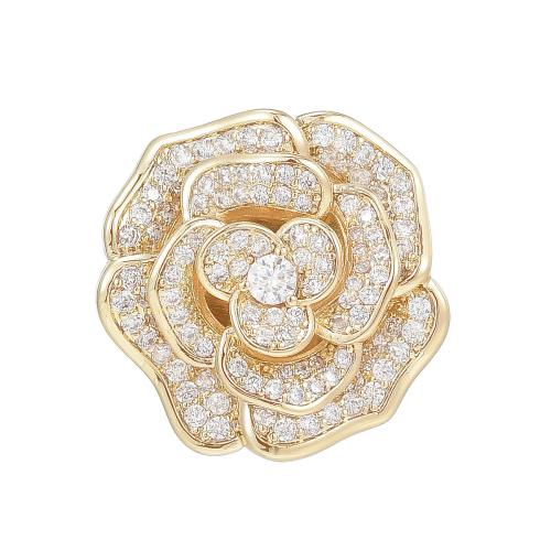 Cubic Zirconia Brooch, Brass, plated, micro pave cubic zirconia & for woman, golden 