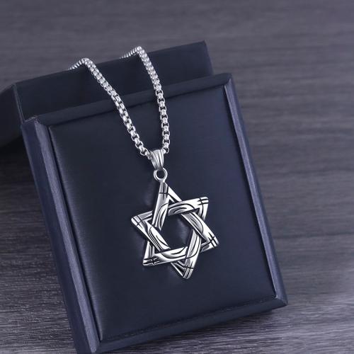 Titanium Steel Pendants, Hexagram, polished, DIY 