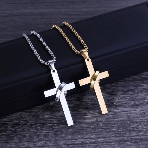 Titanium Steel Pendant, Cross, plated, DIY 