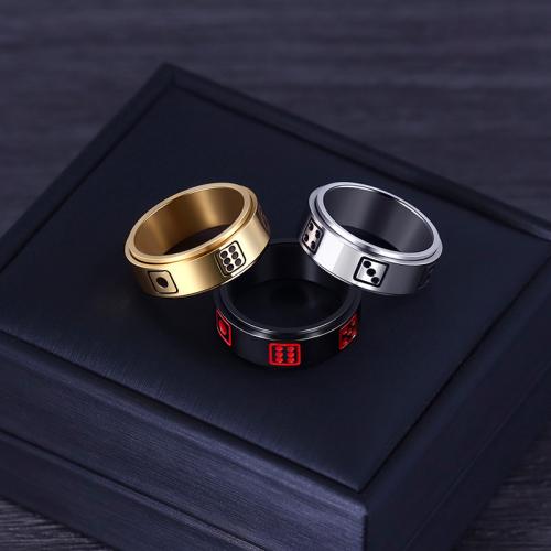 Acier titane bague, cubesdé à jouer, Placage, rotatif & normes différentes pour le choix & pour homme & émail, plus de couleurs à choisir Vendu par PC