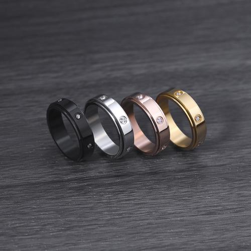 Acier titane bague, Placage, rotatif & normes différentes pour le choix & pour homme & avec strass, plus de couleurs à choisir Vendu par PC