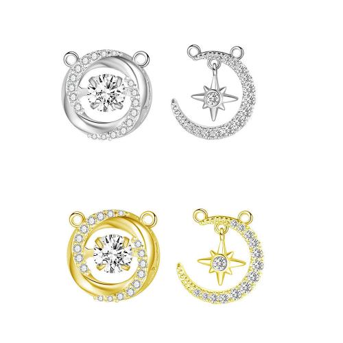 Cubic Zirconia Micro Pave Brass Pendant, plated & DIY & micro pave cubic zirconia & double-hole 