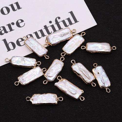 Freshwater Pearl Connector, Rectangle, gold color plated, DIY & 1/1 loop 