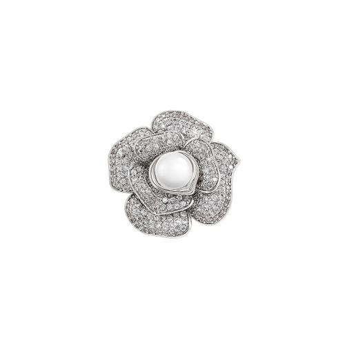 Cubic Zirconia Brooch, Brass, plated, micro pave cubic zirconia & for woman, silver color 