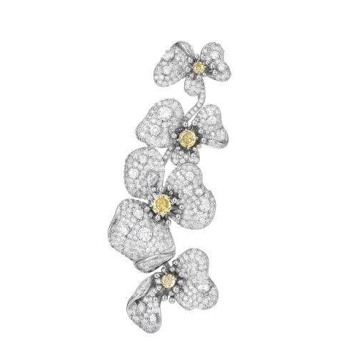 Cubic Zirconia Brooch, Brass, plated, micro pave cubic zirconia & for woman, silver color 