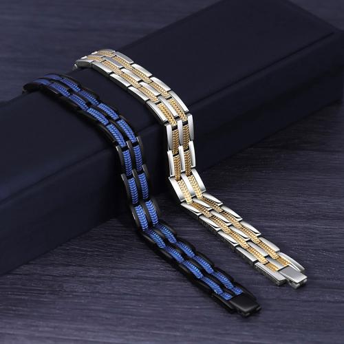 Acier titane bracelet, avec Pierre de Noir-Magnetic, Placage, bijoux de mode & pour homme, plus de couleurs à choisir Environ 8.3 pouce, Vendu par PC