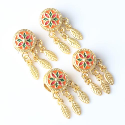 Enamel Zinc Alloy Beads, Dream Catcher, gold color plated, DIY 