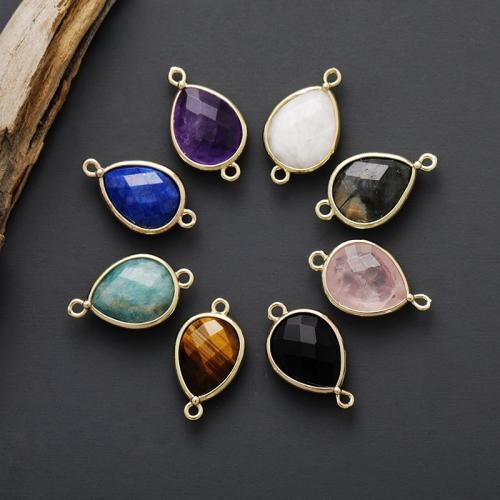 Gemstone Jewelry Pendant, Natural Stone, Teardrop, gold color plated, DIY 