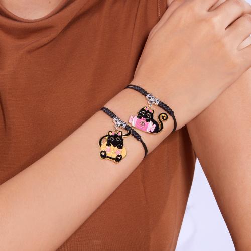 Cuerda de nylon encerado Pulsera, Recubrimiento iónico al vacío, Diseño de Halloween & diferentes estilos para la opción & para mujer & esmalte, más colores para la opción, Vendido por UD