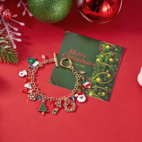 Zinc Alloy Christmas Bracelet, handmade & for woman & enamel [