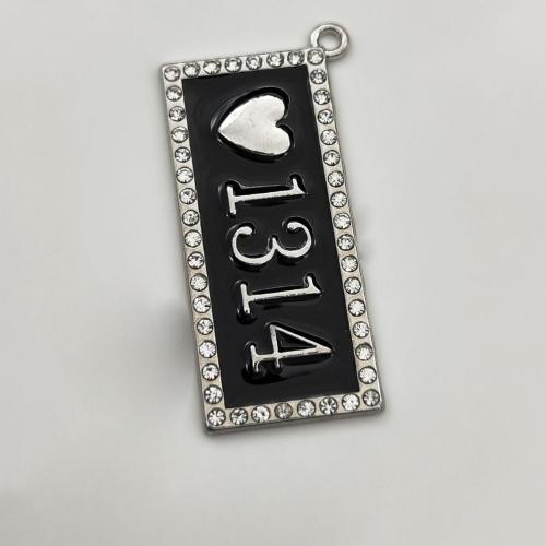 Zink Legierung Strass Anhänger, Zinklegierung, plattiert, DIY & Emaille & mit Strass, 44x20mm, 100PCs/Tasche, verkauft von Tasche