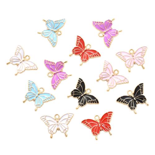 Zinc Alloy Enamel Pendants, Butterfly, plated, DIY 