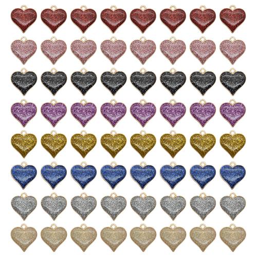 Zinc Alloy Enamel Pendants, Heart, plated, DIY 