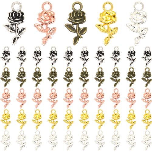 Zinc Alloy Flower Pendants, Rose, plated, DIY 