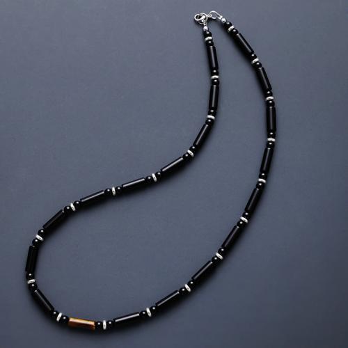 Black Agate Necklace, for man, black cm 