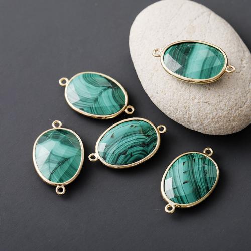 Gemstone Decoration, Malachite, gold color plated, DIY & 1/1 loop, green 