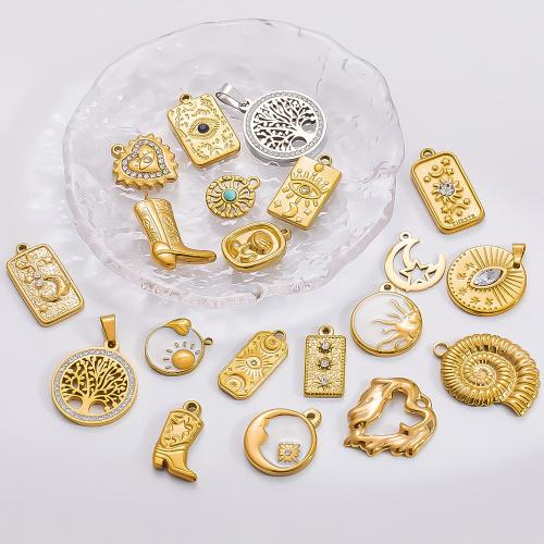 Rhinestone Stainless Steel Pendants, 304 Stainless Steel, 18K gold plated, DIY & with rhinestone 