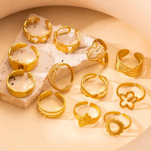 Anillos de Acero Inoxidable, acero inoxidable 304, chapado, Joyería & diferentes estilos para la opción & para mujer, dorado, Vendido por UD