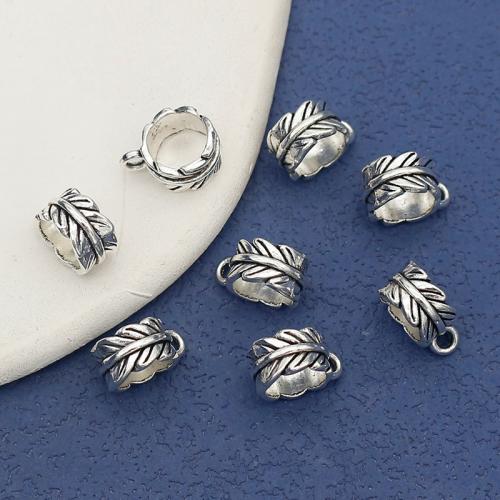 Zinc Alloy Bail Beads, Leaf, antique silver color plated, DIY Approx 7mm, Approx 