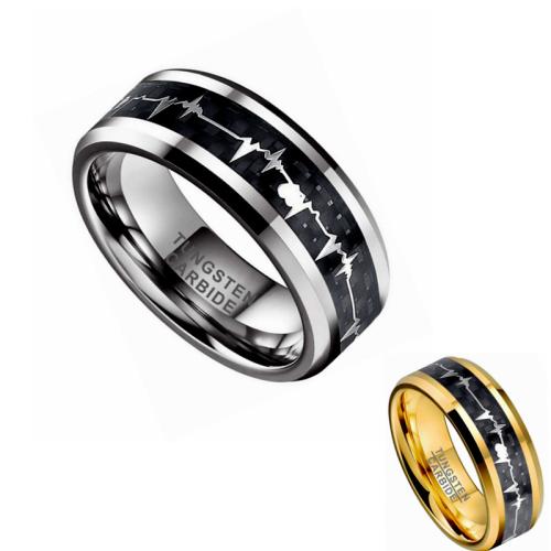 Stainless Steel Finger Ring, 304 Stainless Steel, with Carbon Fibre, fashion jewelry & Unisex mm 