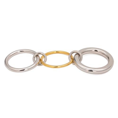 Stainless Steel Finger Ring, 304 Stainless Steel, plated, three layers & for woman & two tone, US Ring 