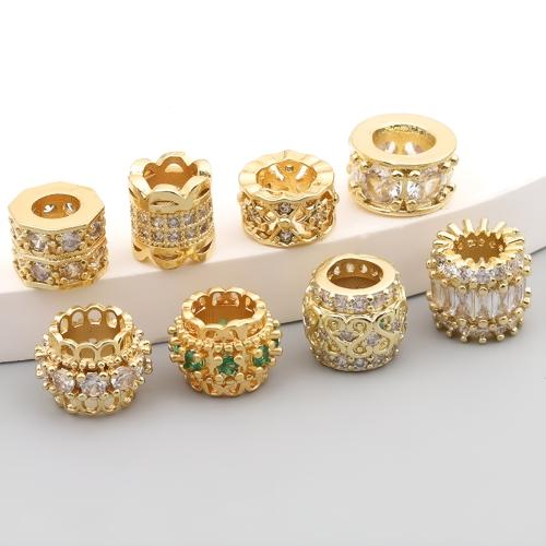 Brass Spacer Beads, gold color plated, DIY & micro pave cubic zirconia 