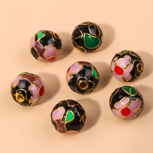 Enamel Brass Beads, Round, plated, DIY [