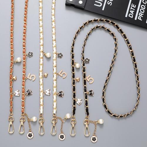 Plastic Pendant Mobile Phone Lanyard, PU Leather, with Plastic Pearl & Zinc Alloy, for woman & enamel Approx 120 cm 