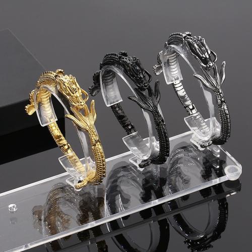 Titanium Steel Bangle, Dragon, plated, for man 